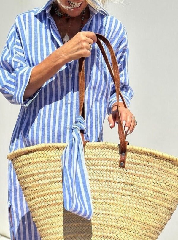 Adele – Elegant Striped Shirt Dress - Image 6