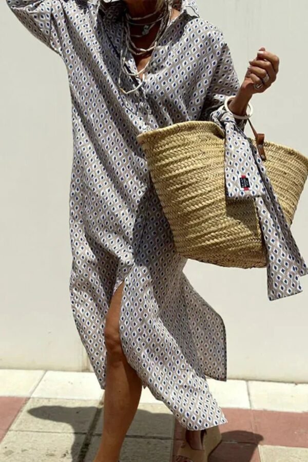 Adele – Elegant Striped Shirt Dress - Image 7