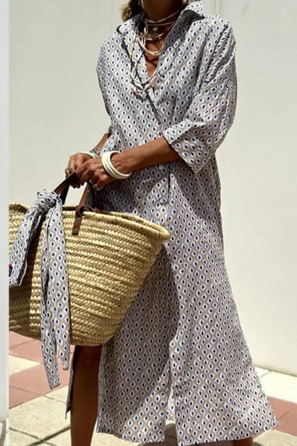Adele – Elegant Striped Shirt Dress - Image 8