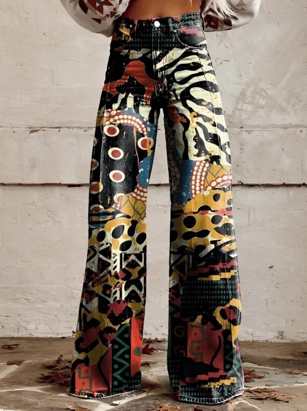 Jasmina – Boho Floral Print Flared Jeans with High Waist - Image 3