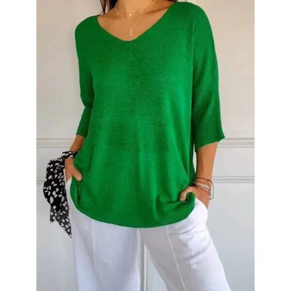 Juna – Elegant V-Neck Knitted Top - Image 9