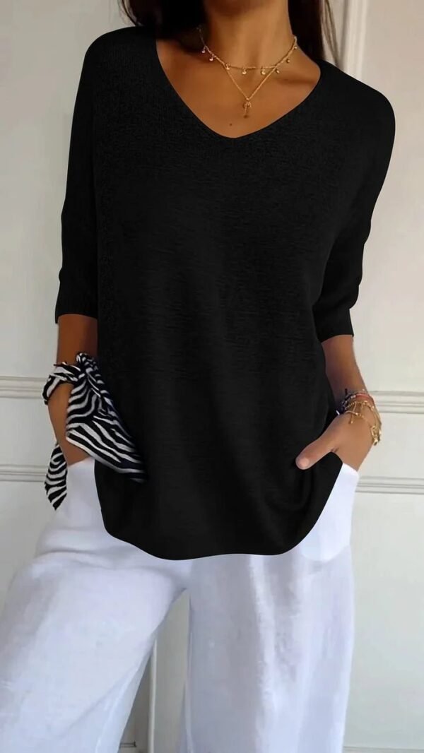 Juna – Elegant V-Neck Knitted Top - Image 6