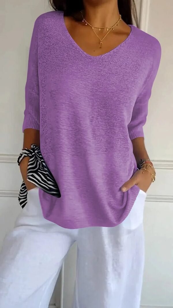 Juna – Elegant V-Neck Knitted Top - Image 5