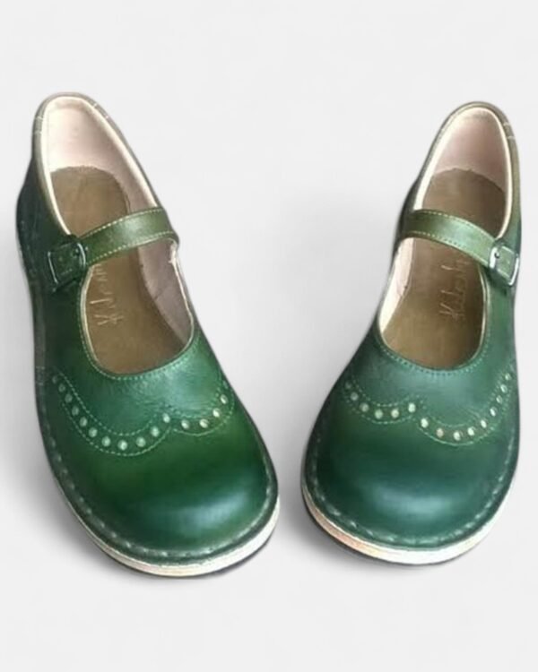 Luisa - Leather Orthopaedic Flats – Adjustable Strap, Supportive Design