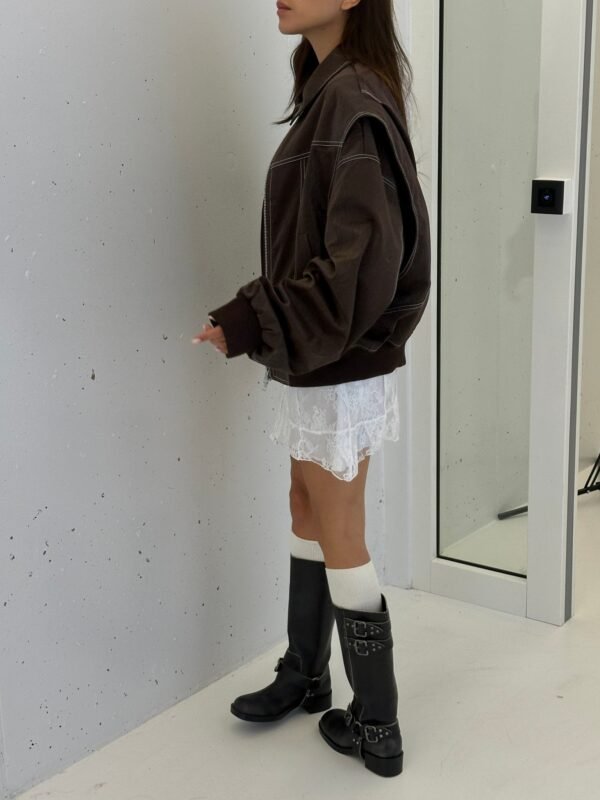 Romy – Oversized Leather Bomber Jacket - Image 4