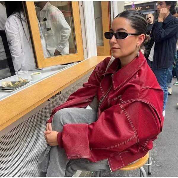 Romy – Oversized Leather Bomber Jacket - Image 27