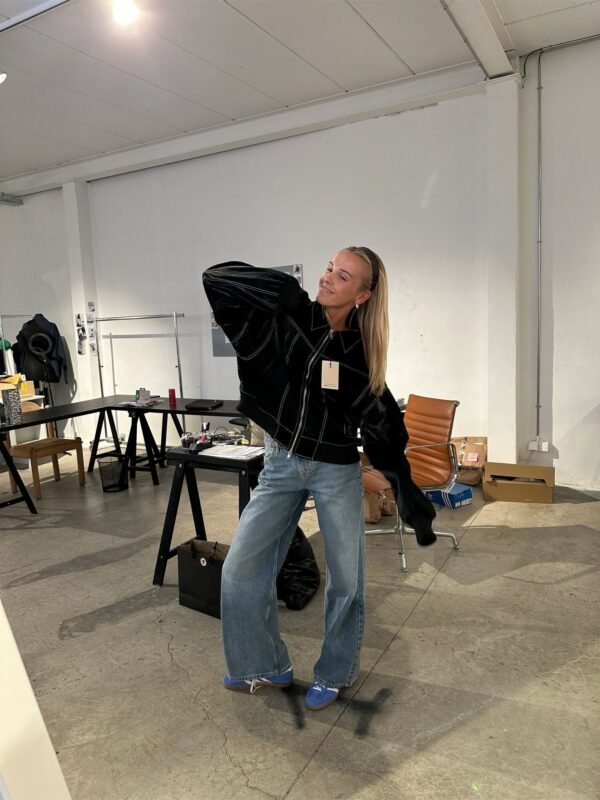 Romy – Oversized Leather Bomber Jacket - Image 13