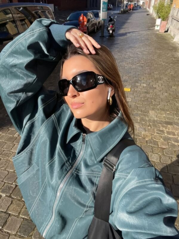 Romy – Oversized Leather Bomber Jacket - Image 16