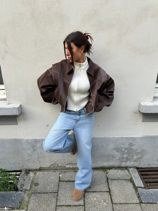 Romy – Oversized Leather Bomber Jacket - Image 6
