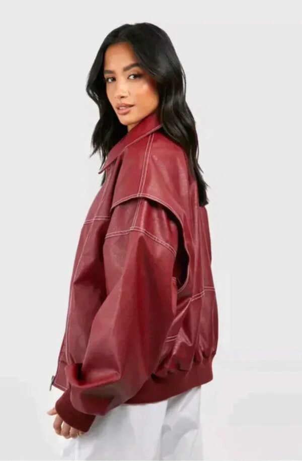 Romy – Oversized Leather Bomber Jacket - Image 20
