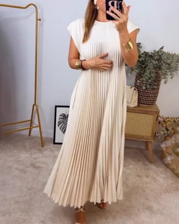 Sabrina – Stylish Pleated Cotton Dress - Image 3